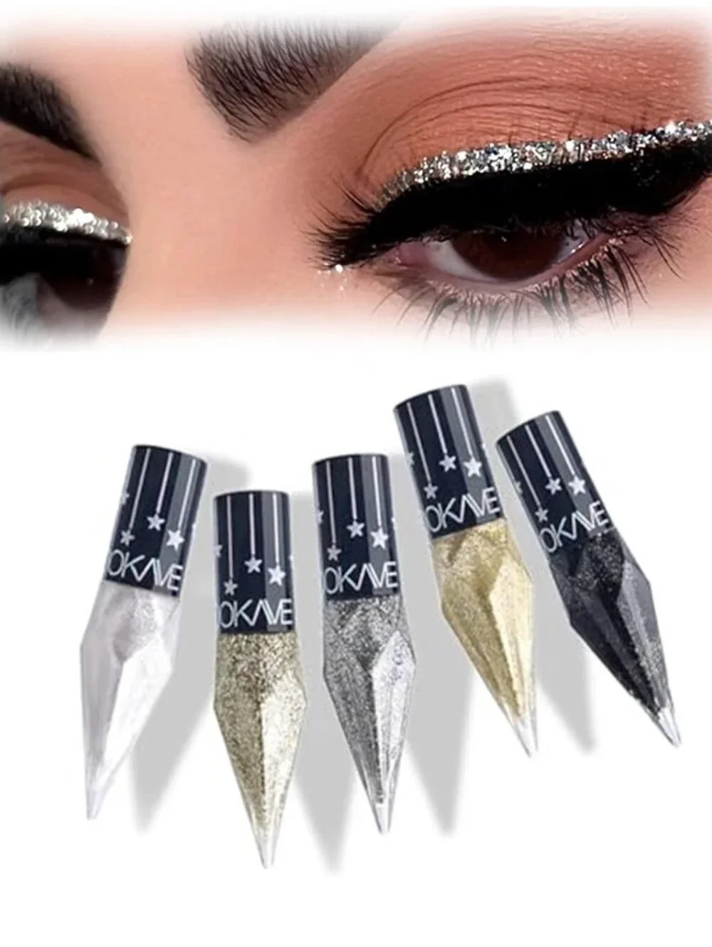 Glitter Liquid Eyeliner - Silver, Gold, Black, Champagne, Platinum